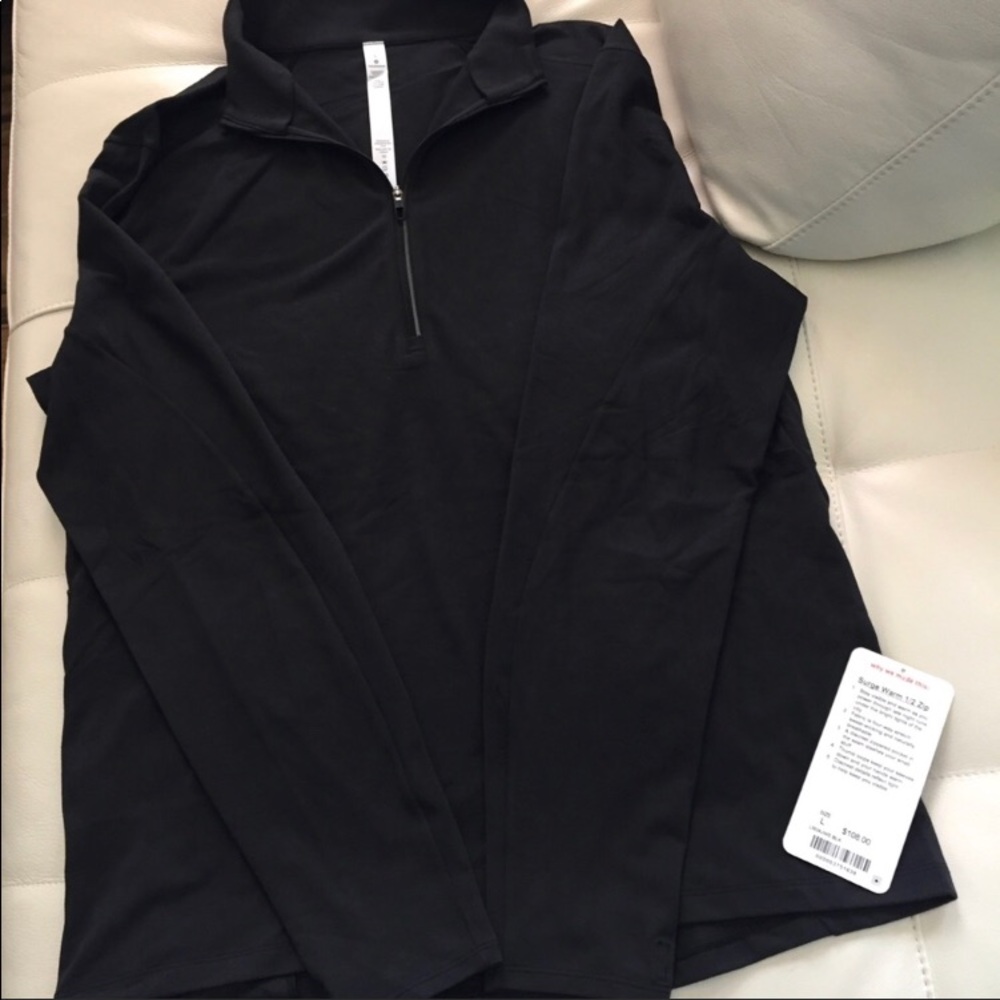NWT BLACK LULULEMON SURGE WARM 1/2 ZIP - Small - Picture 4 of 7